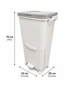 Caneca de Reciclaje de 2 Niveles con Pedal y Ruedas